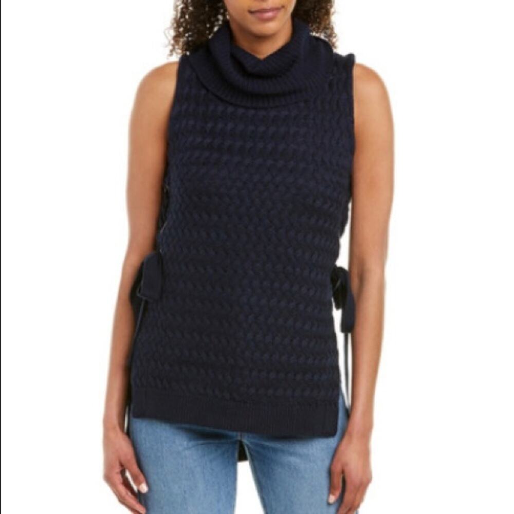 PARKER Women's Sleeveless Lace-Up Sides Cowl Neck Tunic Sweater